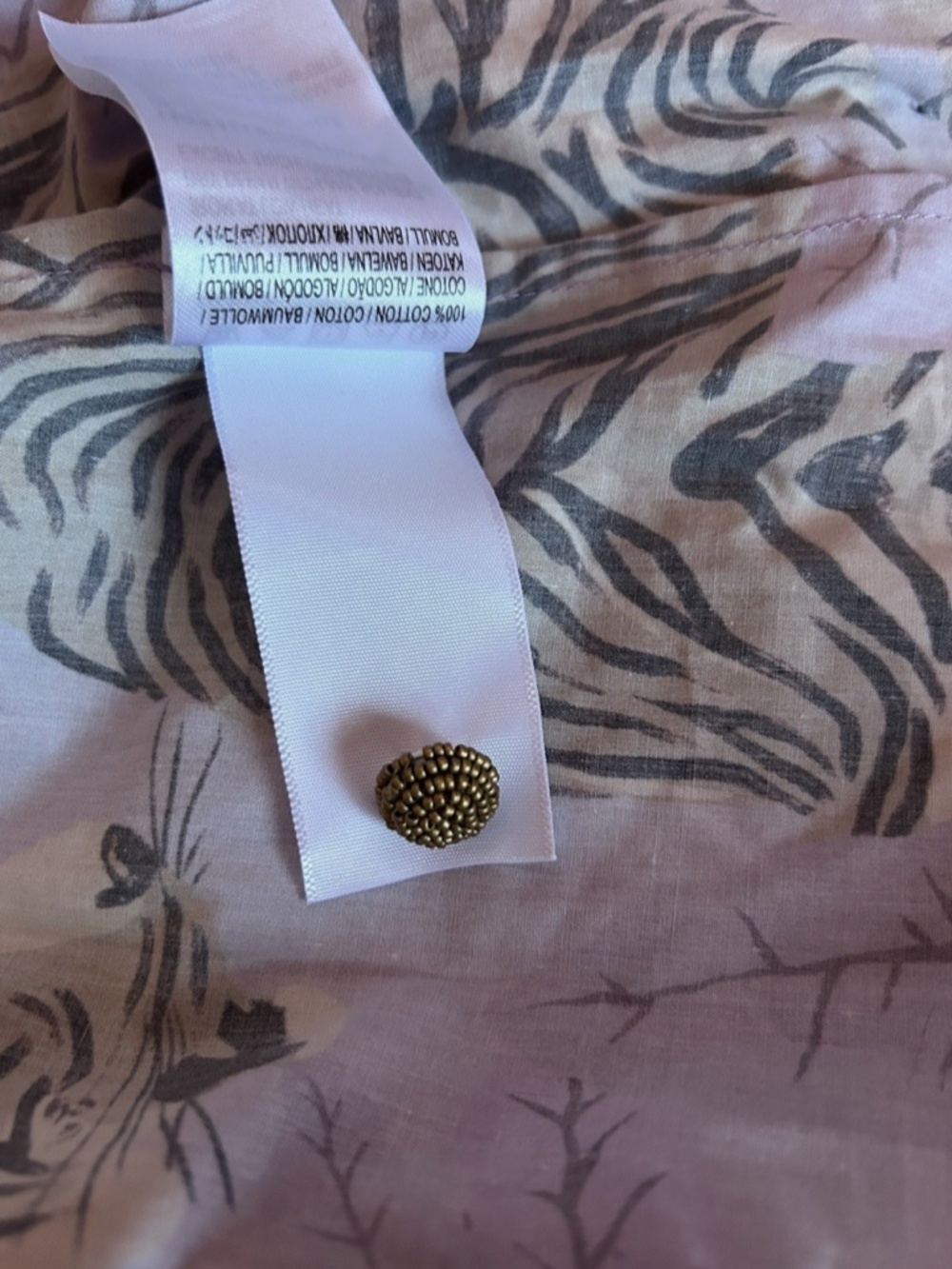 FARM Rio Tiger Leaves Lavender Puff Sleeve Mini Dress, Size Medium - Picture 9 of 9